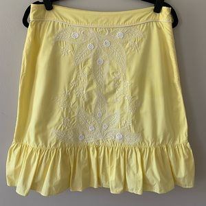 Anthropologie Floreat Ruffled Yellow Skirt sz 6